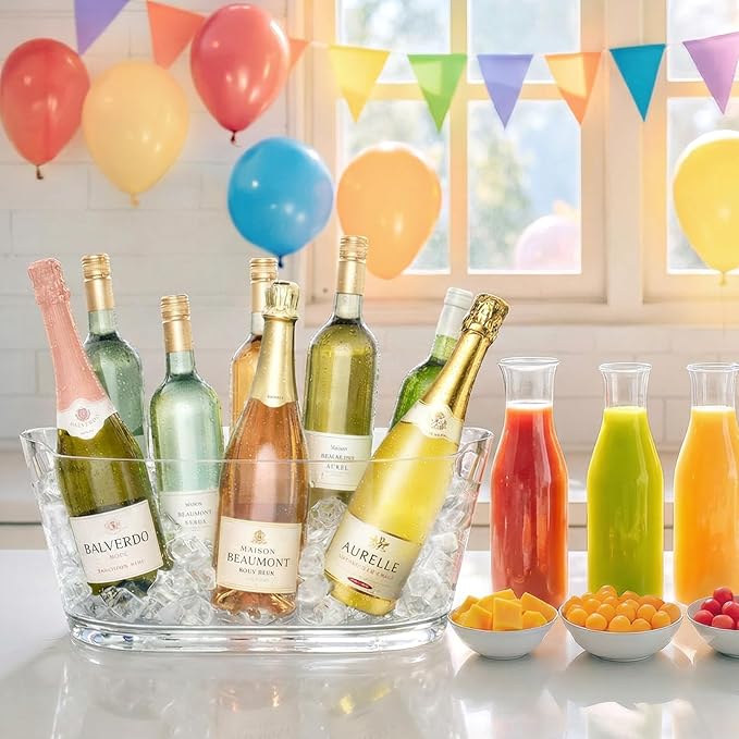 Lifewit 11.5L Ice Bucket for Parties 2 Pcs, Large Portable Drink Bucket for Cocktail Bar, Champagne Cooler for Beverage/Wine/Beer, Mimosa Bar Supplies Chiller Tub with Scoop 38 x18x20 cm/15x7x8 inches