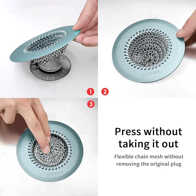 TRAPMATE Reversible Bathtub Drain Protector Hair Catcher/Easy Clean & Fast Drainage Drain Cover for Regular & Pop-up Drain (Teal)