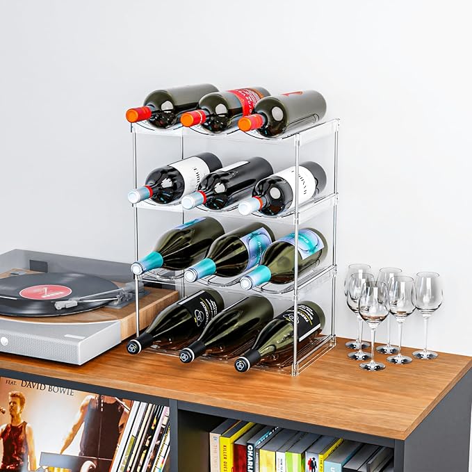 Yieach 3 Tier Stackable Water Bottle Holder for Cabinet and Pantry- Large Compartment Water Bottle Organizer Rack for Wine Bottle and 40 oz Stanley Cup,Yeti and Tumbler Waterbottle Organizer Storage