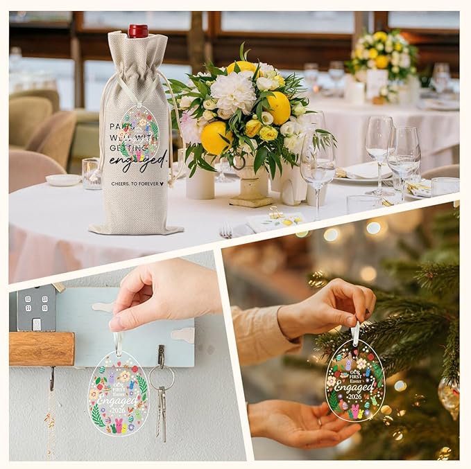 Easter Engaged Gift Engagement Gifts for Couples Her, Engagement Party Decorations Gifts for Engaged Couple Pairs Well with Getting Engaged Wine Bottle Bag Acrylic Ornament 2026
