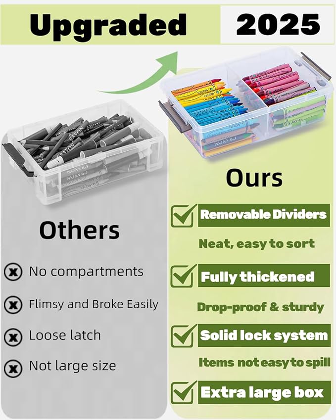 12 Pack Extra Large Pencil Box with Removable Divider, Thickened Pencil Case Bulk, Clear Crayon Marker Organizer Stackable Plastic Small Storage Containers for Pen Craft School Supplies(Grey)