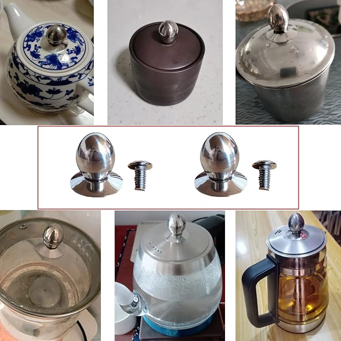 2 Pack Glass Teapot Replacement Knob Stovetop Tea Kettle Lid Knobs for Tea Cup Cover Button Olive Shape Handle Top Cap Water Cups Covers Top Bead Accessories Lids with Screw