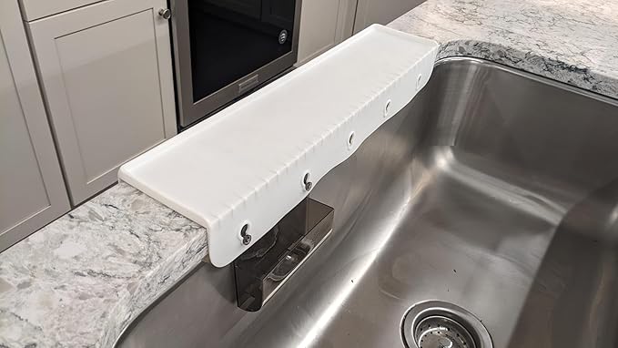 SiliSink XL Silicone Edge Guard for Kitchen Sink - Fits 3.75” - 4” Wide - The Original Silicone Sink Edge Protector with Sponge Caddy - Splash Guard, 20” White