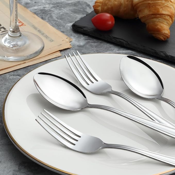 Unokit 24-Piece Stainless Steel Dinner Forks Silverware - 7.8 Inch Silver Dinner Forks Set of 24, Forks Set, Flatware Forks for Home, Kitchen or Restaurant, Mirror Polished, Dishwasher Safe