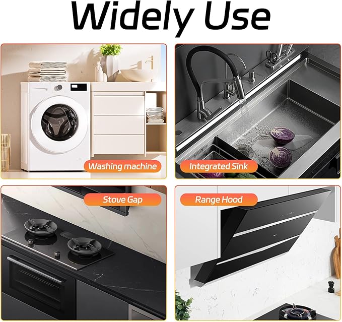 Stainless Steel Stove Counter Gap Cover (2 Pack), Oven Gap Filler, Stove Gap Filler for Kitchen, Range Trim Kit, Easy Clean with Heat Resistant, Adjustable Length 13.8” to 27.6” 1