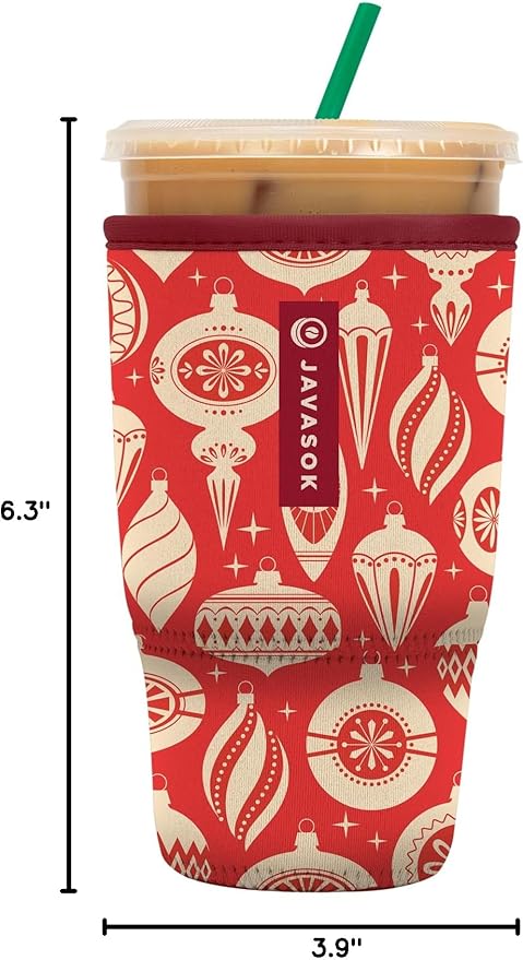 Sok It JavaSok Iced Coffee & Cold Soda Insulated Neoprene Cup Sleeve (Vintage Baubles, Large: 30-32oz)