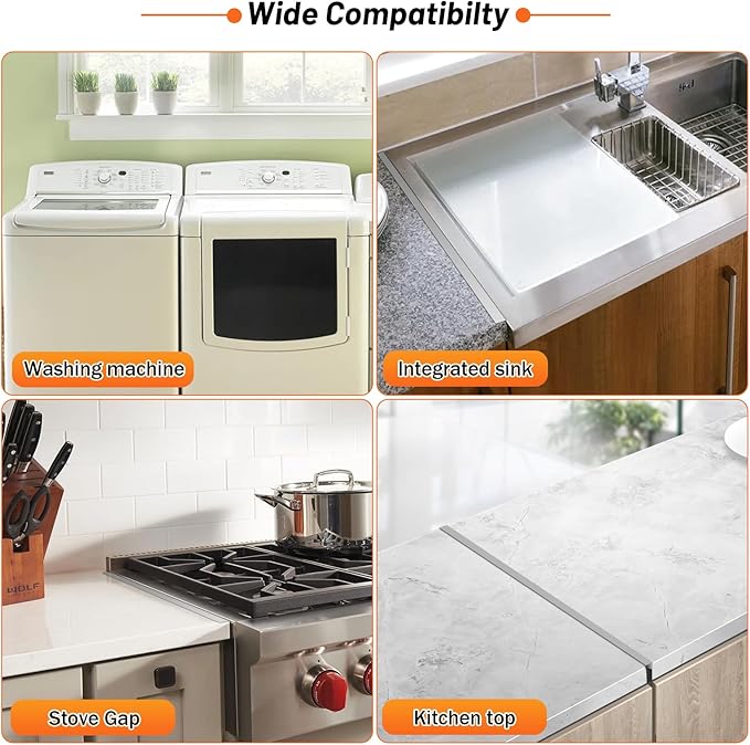 Stainless Steel Stove Gap Covers (2PCS),Stove Gap Filler,Range Trim Kit,Stove Gap Guard for Kitchen Oven Between Stovetop and Counter,Easy Clean Heat Resistant,Adjustable Length 13.8'' to 27.5''Silver