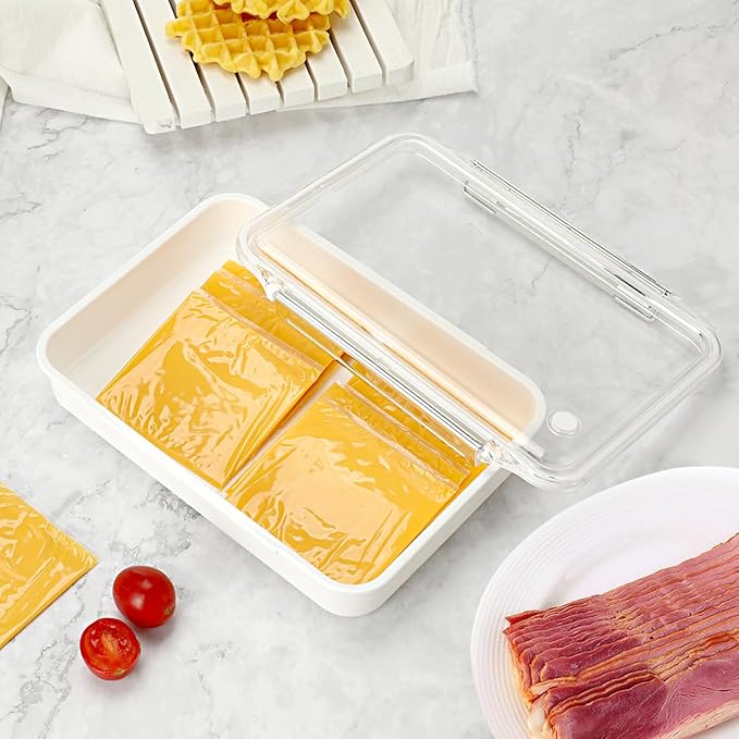 AIEVE Deli Meat Container for Fridge,Ham and Cheese Storage Box with Clear Lid & Silicone Seal, Lunch Meat Organizer for Refrigerator to Keep Food Fresh, 8.86" Length