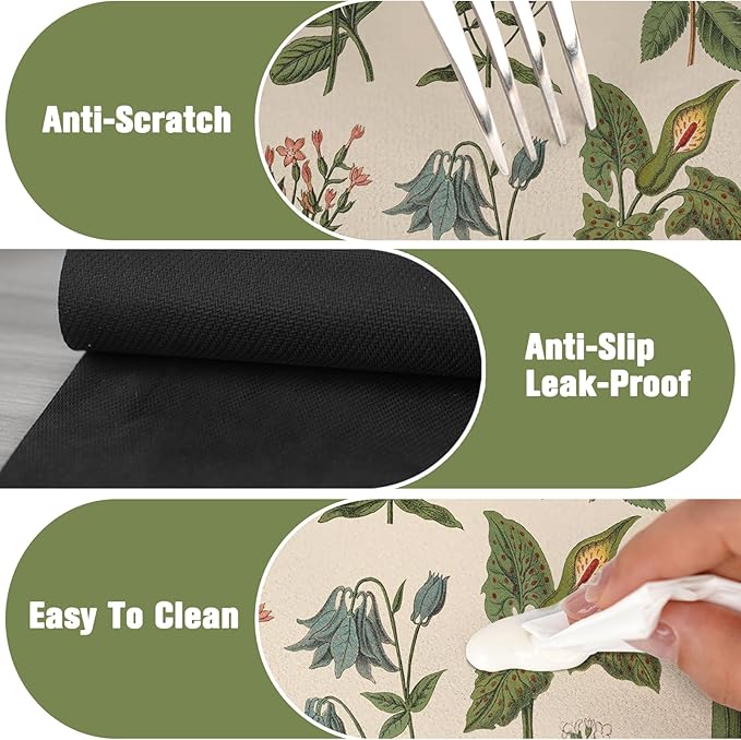 2 Pack Kitchen Sink Splash Guard Faucet Mat 15" X 5.5" Floral Absorbent Fast Drying Mat Faucet Draining Mat Sink Splash Guard Behind Faucet Drip Catcher for Kitchen Bathroom