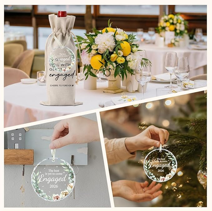 Engaged Engagement Gifts for Couples Her, Engagement Party Decorations for Engaged Couple Wine Bag Bride to Be Wedding Marriage Gift Acrylic Ornament 2026