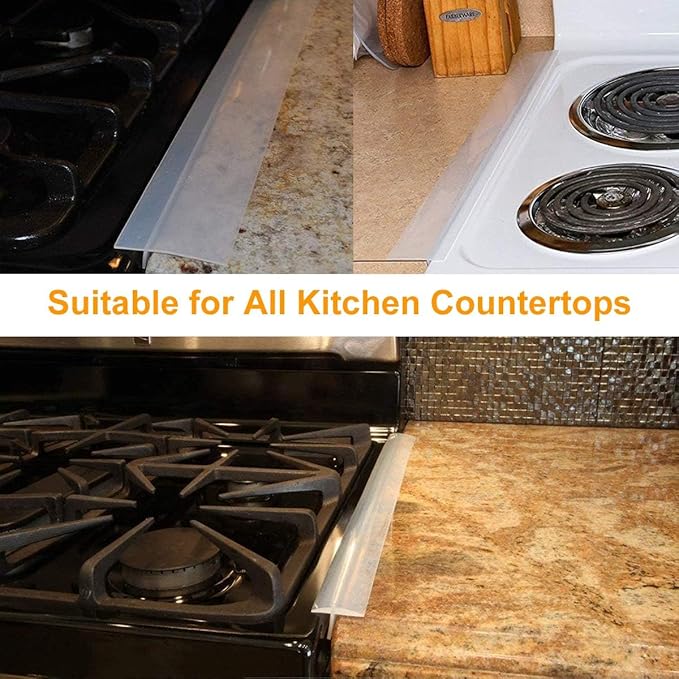 Silicone Gap Covers, (2 PCS) Silicone Stove Gap filler Stopper Kitchen Stove Gap Covers - Flexible Stove Counter Gap Cover, Food Grade (21 Inches, Semi Clear)