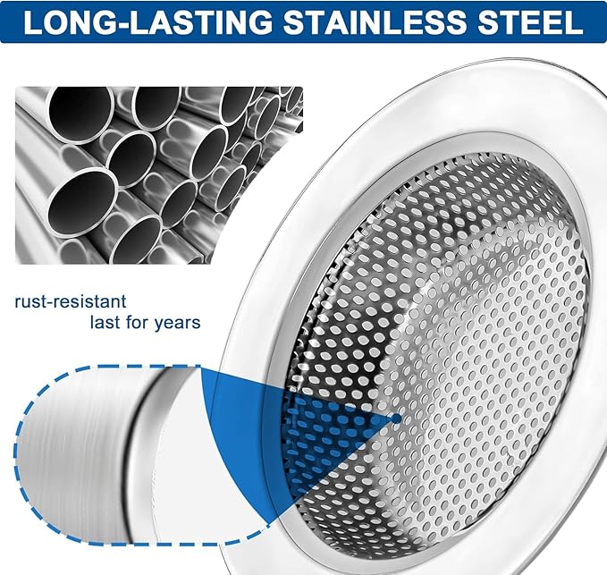 Sink Drain Strainer Stopper, Stainless Steel Garbage Disposal Plug, Sink Strainer and Stopper, Food Catcher for Standard 3-1/2 Inch Kitchen Sink Drain
