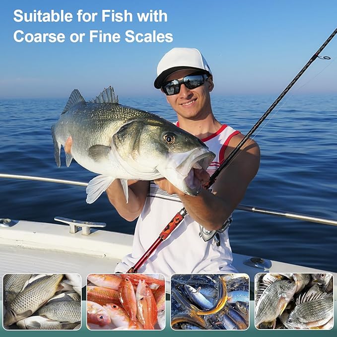 SUCCFLY Fish Scaler Set, Premium Fish Descaler Tool, Stainless Steel Fish Scale Remover with Serrated Sawtooth Ergonomic Handle for Kitchen, Seafood Markets (Fish Scaler + 2 Pack Fish Bone Tweezers)