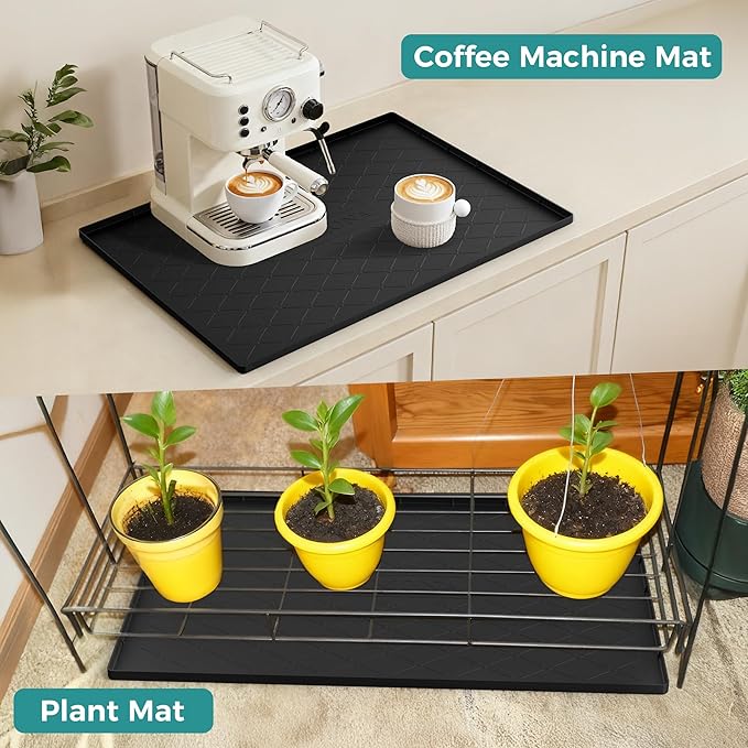 URMONA 19" x 19" Waterproof Silicone Mat in Multiple Sizes & Colors, Under Sink Mat for Kitchen & Bathroom, Pet Food Pad for Dogs & Cats, Kitchen Cabinet Liner, Multi-Purpose for Storage(Beige)