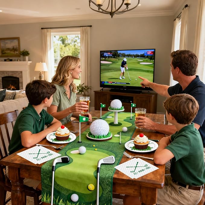 50pcs Golf Paper Plates and Napkins Party Decorations, Golf Themed Birthday Party Supplies Disposable Dessert Plates Tableware Set for Sports Theme Birthday Baby Shower Game Party Favors
