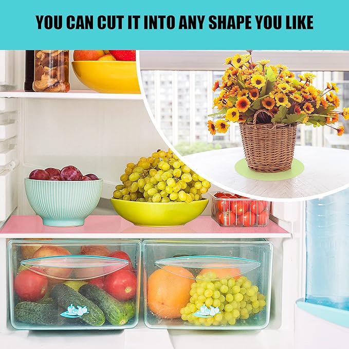 8 Pcs Refrigerator Liners Mats Washable, Refrigerator Mats Liner Waterproof Oilproof, Shinywear Fridge Liners for Shelves, Cover Pads for Freezer Glass Shelf Cupboard Cabinet Drawer (4 Color Mixed)