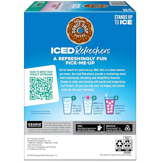 The Original Donut Shop Iced Refreshers, Mango Dragonfruit Lemonade Flavor, Keurig Single Serve K-Cup Pods, 20 Count