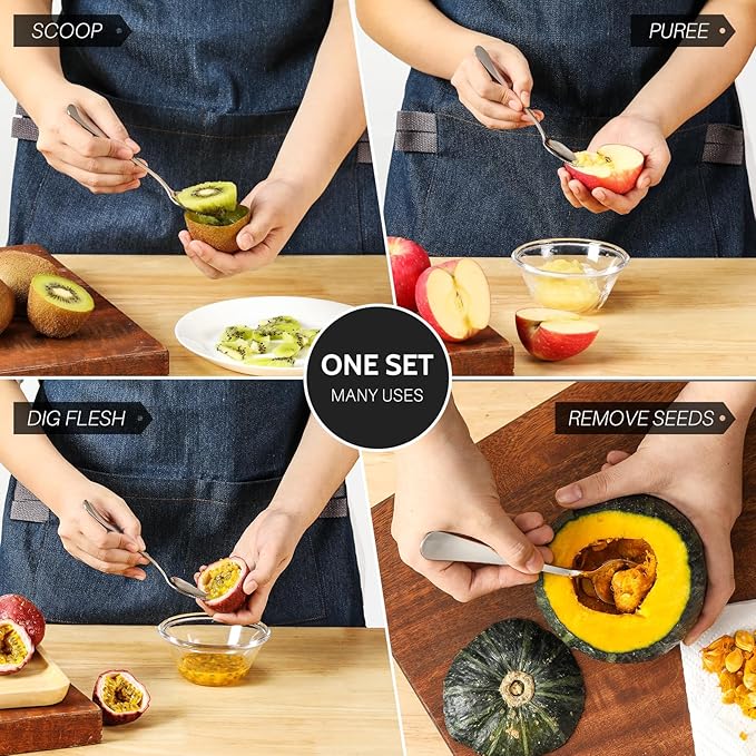 Hiware 4-piece Grapefruit Spoons and Grapefruit Knife, 18/8 Stainless Steel
