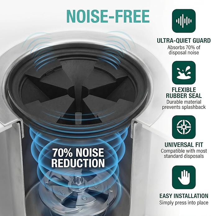 Garbage Disposal Splash Guards 3 3/8" Sink Baffle QCB-AM Replacement for InSinkErator Evolution Series,Removable Quiet Collar Drain Plugs, Garbage Disposer Accessories