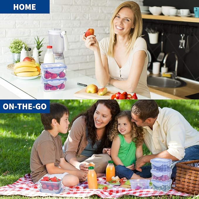 KIGI Airtight Food Storage Containers, Plastic Canisters & Jars for Kitchen Pantry Dry Food Organization, 4-Sided Locking Lid, Clear, 8-Piece, 0.75 Cup / 2.1 Cup / 3.6 Cup / 5.4 Cup