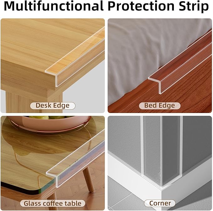 2 Pack Clear Edge Protector Safe 1.2inX3.3FT(6.6FT Total) Corner Protector, Anti-Sharp Edge Protector, for Furniture, Drawers, Tables, Cabinets