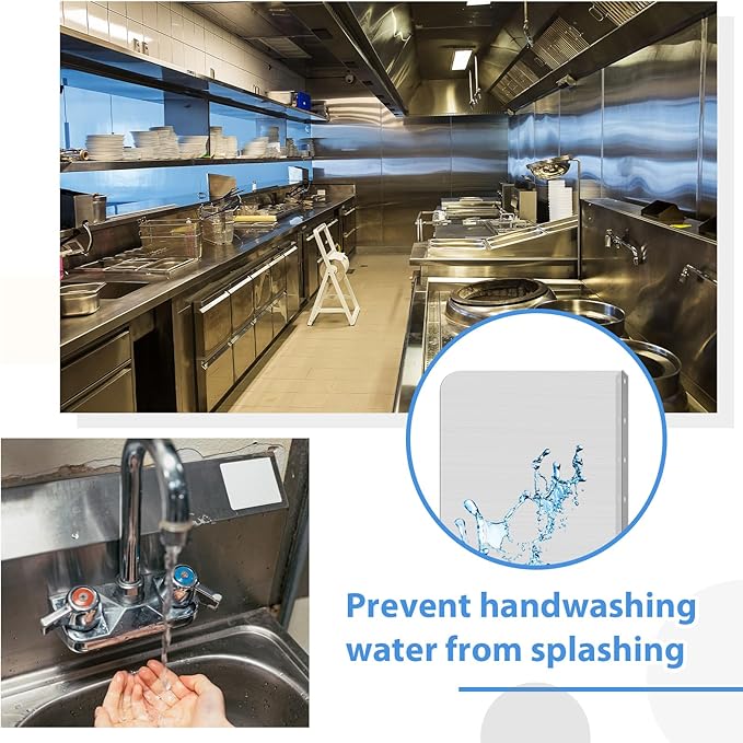 Therwen 2 Pcs Stainless Steel Side Splash Guard for Sink 15 x 20 Inch Wall Mount Guard with Screws Commercial Restaurant Hand Sink and Compartment Prep Sink Kitchen Sink Splash Protector Supply