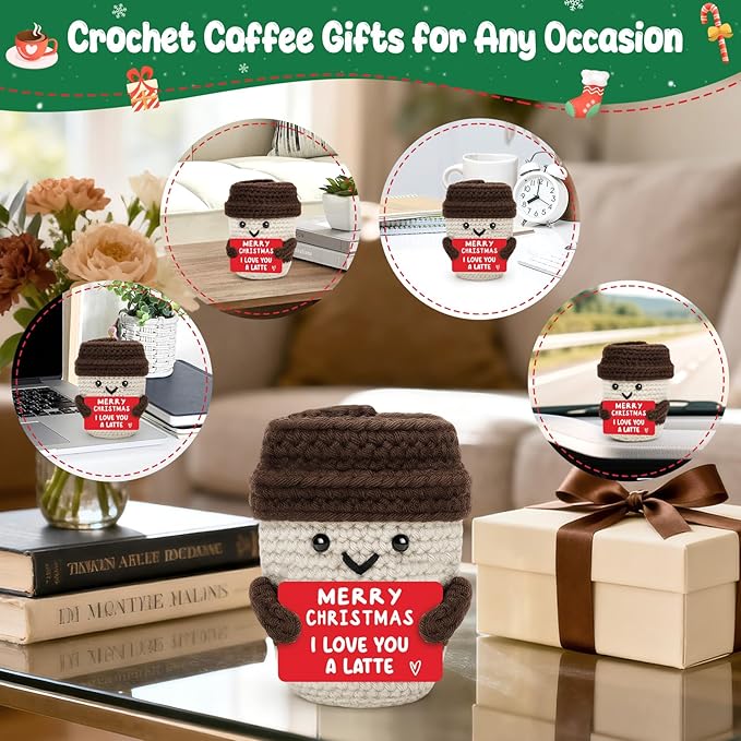 Agantree art for Women Men Holiday Early for Wife Husband Ideas Coffee Lover Crochet Coffee Mug Cup Desk Decoration Stocking Stuffers for Best Friends Daughter Son Grandkids Family