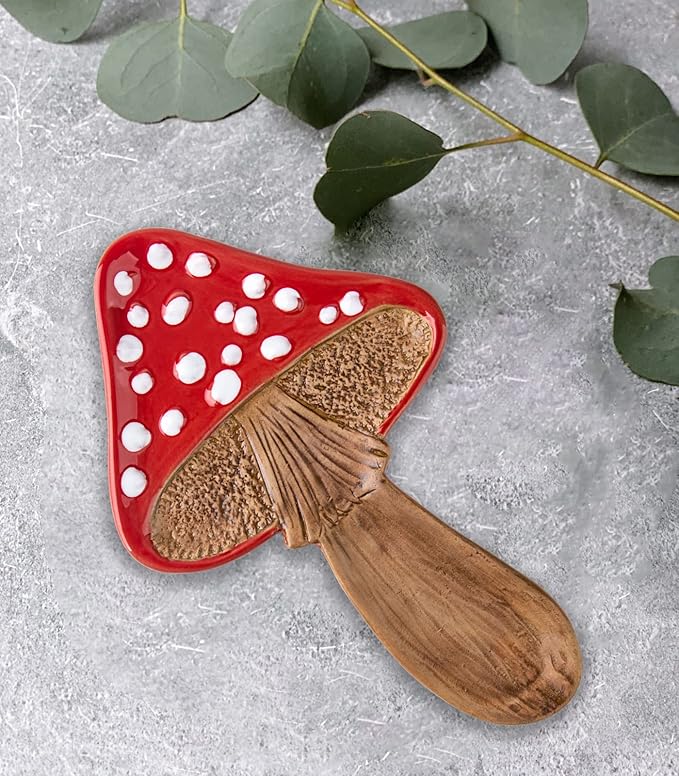 Spoon Rest Spoon Holder For Stove Top Cute Mushroom Spoon Rest For Kitchen Counter Ceramic Spatula Holder Utensil Rest