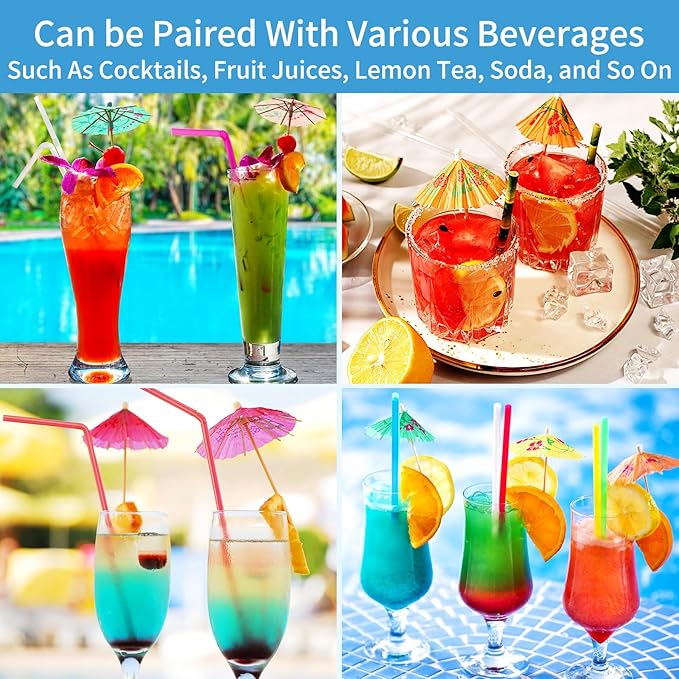 50 Pcs Cocktail Umbrellas,4" Mini Paper Drink Umbrellas Toothpicks,Colorful Tropical Luau Party Decorations,Disposable Bar Garnish Picks,Colorful Paper Toothpicks for Party Decorations