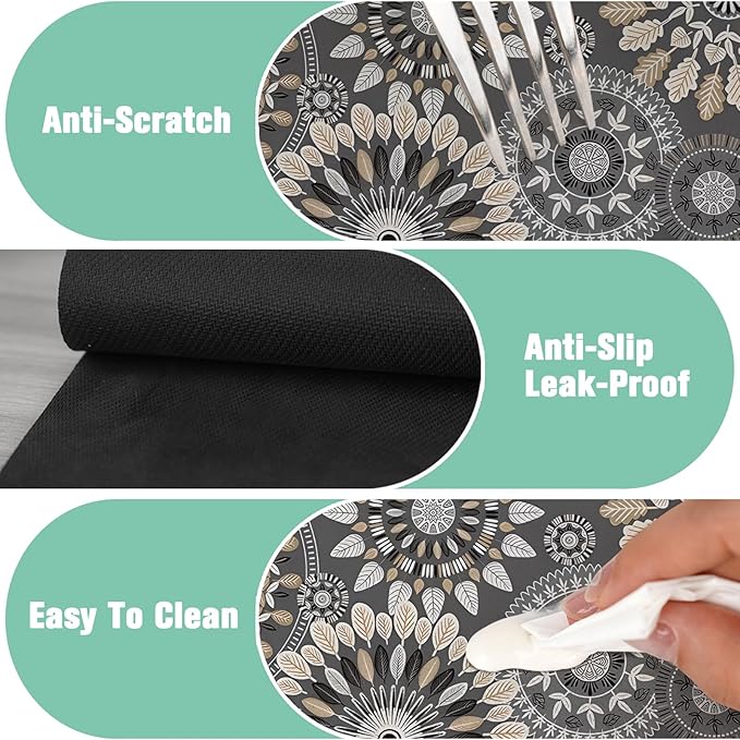 2 Pack 2 Pack Kitchen Sink Splash Guard Faucet Mat 15" X 5.5" Mandala Absorbent Fast Drying Mat Faucet Draining Mat Sink Splash Guard Behind Faucet Drip Catcher for Kitchen Bathroom