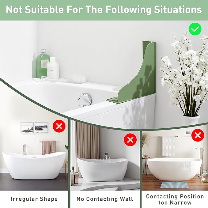Roslim 2-Pack All-Silicone Shower Splash Guard, Bath Tub Corner Water Blocker with Strong Suction Cups, Reusable & No Sticky Adhesive, for a Secure Seal & Easy Removal, One-Piece Design, Olive Green