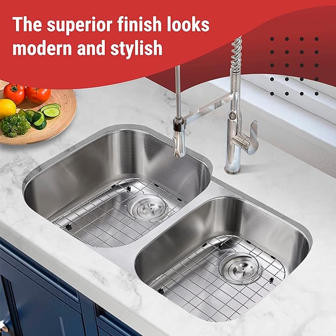 Sink Protectors for Kitchen Sink, Stainless Steel Protective Grid 11.26 x 14.5 Inch, Sink Rack for Bottom of Sink