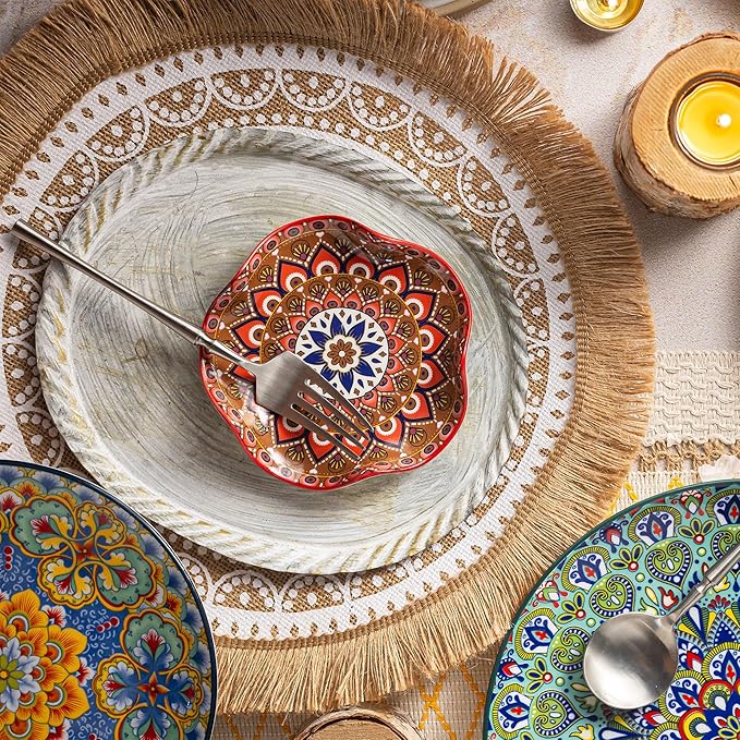 Spoon Rest for Stove Top, 5.3in Spoon Holder Utensil Rest, Ceramic Spoon Rests for Kitchen Counter Bohemian Style Cooking Gift for Housewarming