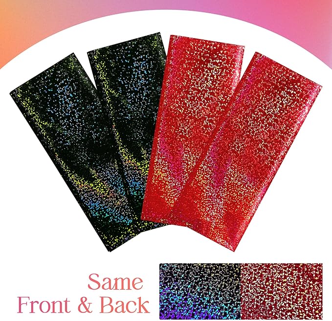 Just Shimmer Sparkling Holographic Laser Tablecloth - Shimmering, Waterproof, Easy to Clean - Ideal for Halloween, Bachelorette, Birthday, Wedding, and Anniversary Party Decorations (Red & Black, 2)
