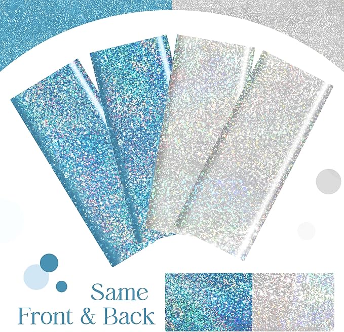 Just Shimmer Sparkling Holographic Laser Tablecloth - Shimmering, Waterproof, Easy to Clean - Ideal for Bachelorette, Birthday, Wedding, and Anniversary Party Decorations (Light Blue & Silver, 2)