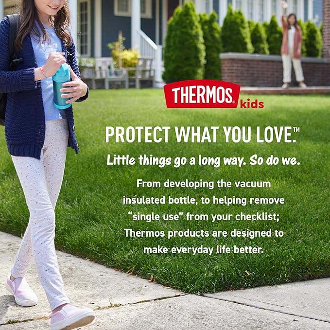 THERMOS FUNTAINER Water Bottle with Straw - 12 Ounce - Kids Stainless Steel Vacuum Insulated Water Bottle with Lid, Cars