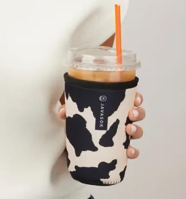 Sok It JavaSok Iced Coffee & Cold Soda Insulated Neoprene Cup Sleeve (Cow Print, Small: 16-20oz)