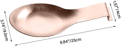 Stainless Steel Spoon Rest, Spatula Ladle Holder, Stainless Steel Utensil Spoon Rest Holder, Brushed Finish, Dishwasher Safe 9.8 x 3.7 Inch (Rose Gold 1PC)