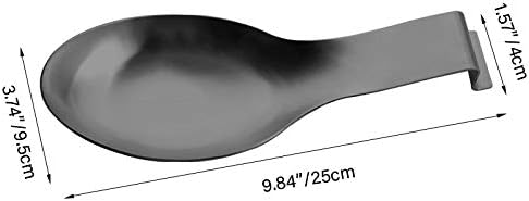Stainless Steel Spoon Rest, Spatula Ladle Holder, Stainless Steel Utensil Spoon Rest Holder, Brushed Finish, Dishwasher Safe 9.8 x 3.7 Inch (Black 1PC)