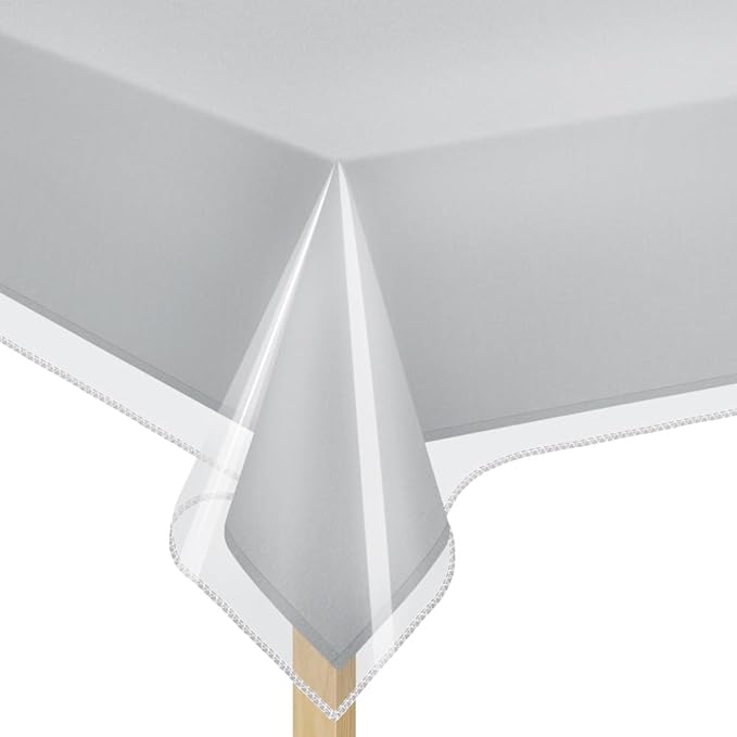 Elaine Karen Clear Plastic Table Cover Protector 100% Waterproof Table Protector Crystal Clear Plastic Tablecloth Cover for Dining Table Heavy Duty Vinyl, 60" x 108" Rectangle