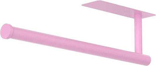 Paper Towel Holder Under Cabinet, Self-Adhesive,No Drilling, Stainless Steel, Wall-Mounted for Kitchen and Bathroom, Easy Install, Durable, Space-Saving, Ideal for Home, RV (Pink, 1 Pack)