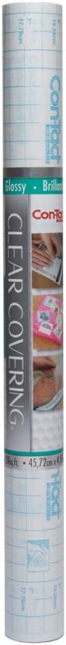 Con-Tact Brand Creative Clear Covering, Versatile and Self-Adhesive Shelf Liner, Ideal Privacy Film, Protective Clear Vinyl, 18'' x 16', Glossy