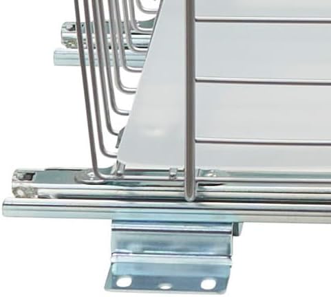 Household Essentials Glidez Steel Pull-Out/Slide-Out Storage Organizer with Plastic Liner for Under Cabinet or Wire Shelf Use - Produce Bin Design - Fits Standard Size Cabinet or Shelf, Brushed Silver