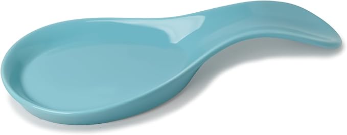 GDCZ Porcelain Spoon Rest - Large Spoon Holder Utensil Rest for Kitchen Counter Stove Top, Dishwasher Safe (Turquoise)