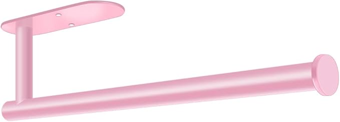 MGahyi Paper Towel Holder Wall Mount, Self Adhesive Or Drilling Paper Towel Holder Under Cabinet, 13.2 inch Stainless Steel Kitchen Paper Towel Roll Rack, Bathroom Towel Roll Hanger(Rectangle-Pink)