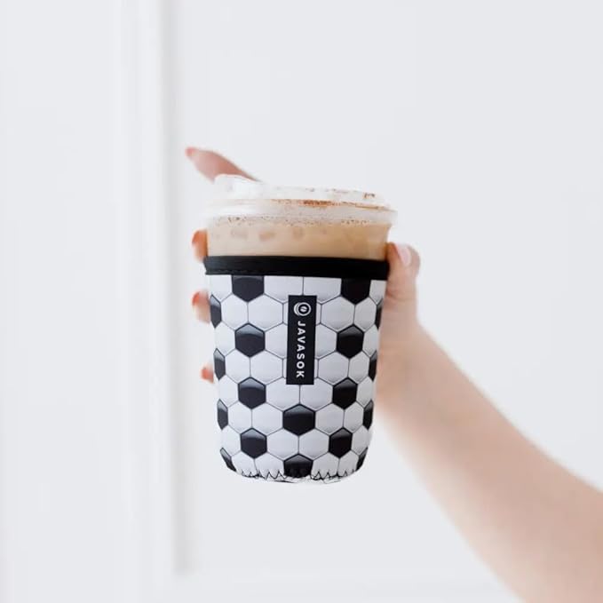 Sok It JavaSok Iced Coffee & Cold Soda Insulated Neoprene Cup Sleeve (Soccer, Medium: 22-28oz)