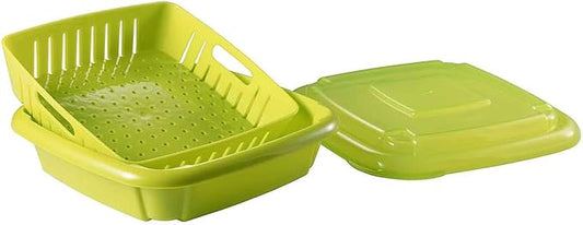 Hutzler 3-in-1 Bitty Box Berry Keeper, Berry Colander & Saver Container, 9oz / 1 Cup Capacity, Green