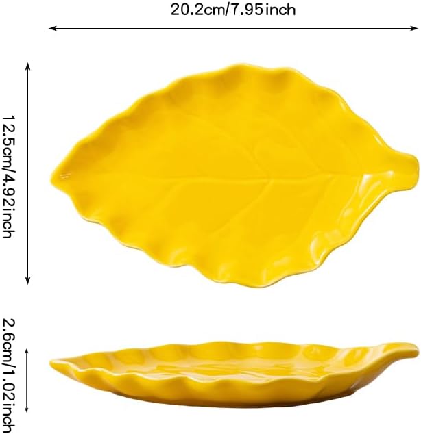 Ceramic Leaf Shape Spoon Rest for cooking, Cute Cooking Spoon Holder for Stove Top,Large Porcelain Spatula Rest for Kitchen Counter, Farmhouse Christmas Kitchen Decor (yellow)