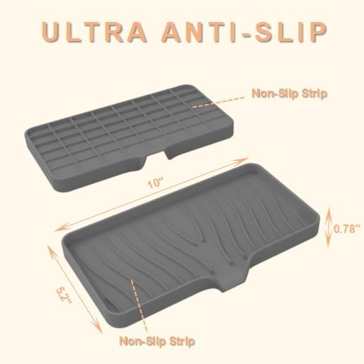Silicone Soap Dish with Drainer | Quick-Dry Holder for Sponge, Dispenser, Scrubber, Bottle and Cup | for Kitchen, Shower and Bathroom (Dark Green, Large, 1 Pack)