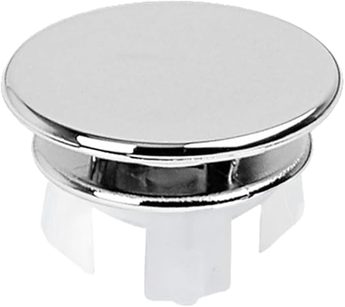 Sink Overflow Hole Cover Basin Trim Insert for Home, Sink, Bathroom, Kitchen Decorative Sink Drain Cap, Double Layer Copper Solid Chrome Overflow Cover(Silver)